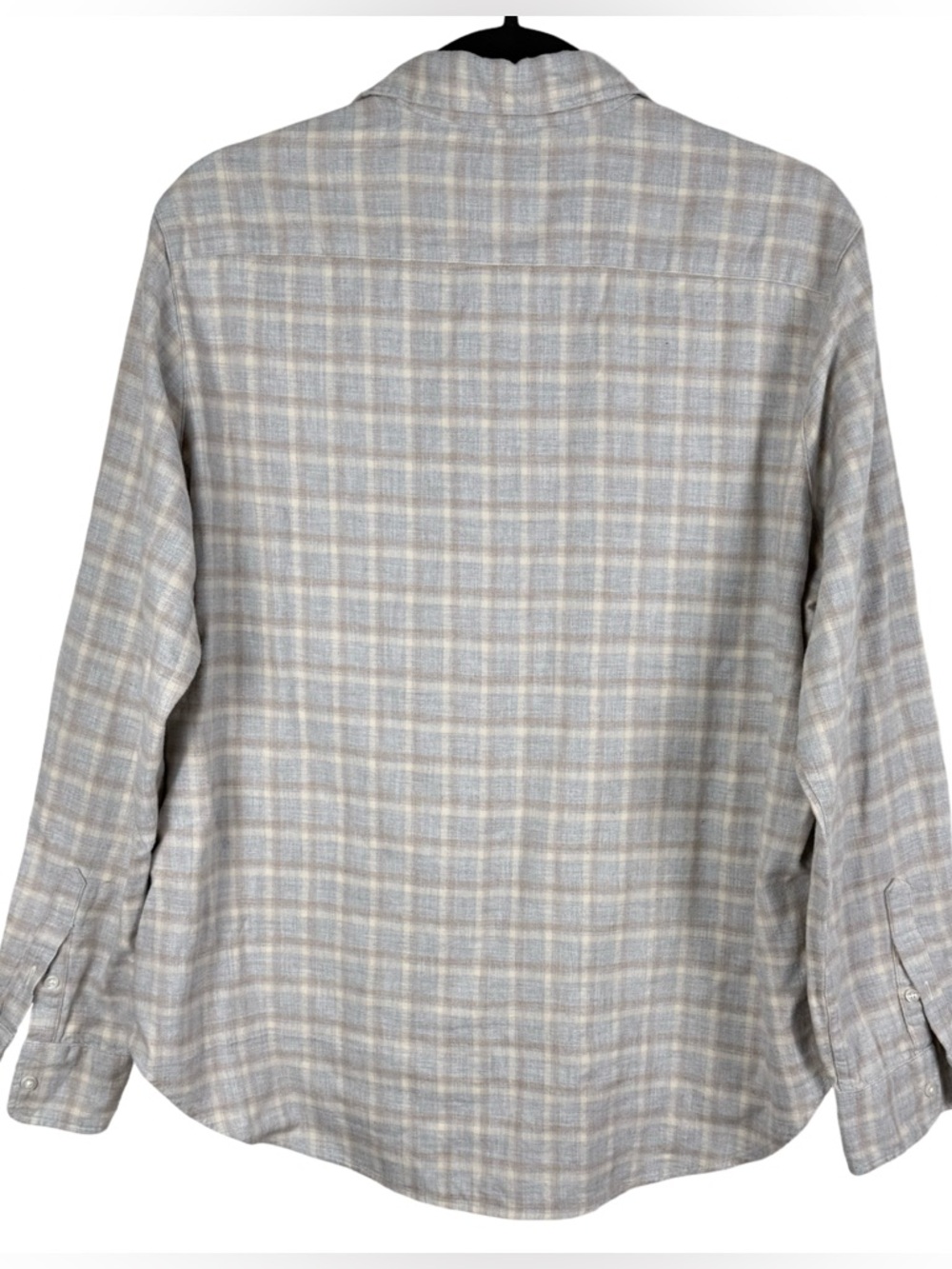 Frank & Eileen Relaxed Button Up Gray & Camel Plaid Italian Flannel Size M - Picture 3 of 9